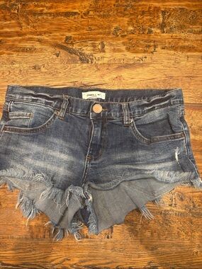 O'Neill Women's Frayed Hem Denim Cutoff Shorts - Blue